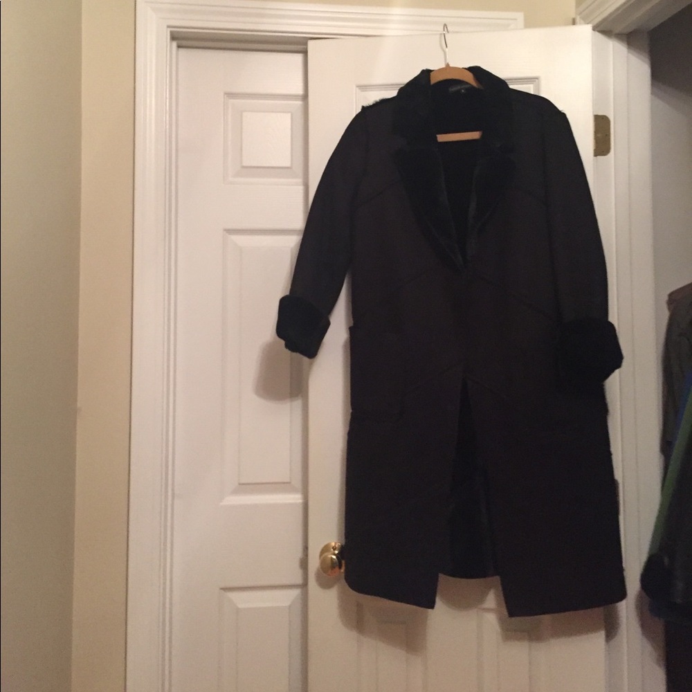 Black faux shearling coat. Made in France size 1